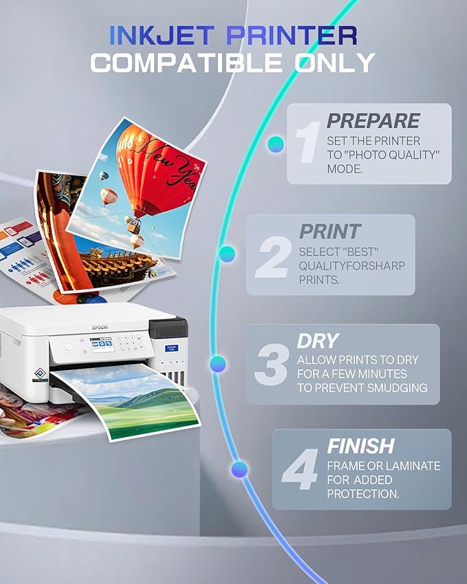 220 Sheets Thin Glossy Photo Paper 8.5x11 Inches 37lbs 135Gsm for Inkjet Printers with Dye Ink Ideal for Brochure Paper, Flyers Paper Custom Chip Bag Party Favors
