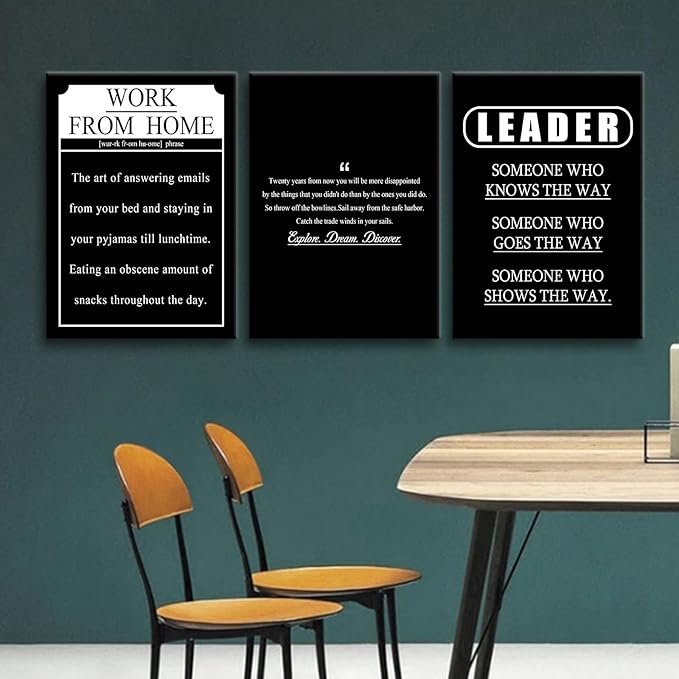Inspirational Wall Art Entrepreneur Quotes Poster Printing 3 Pieces Explore Dream Discover Work from Home Posters Print for Living Room Teens Room Gym Workplace Artwork Ready to Hang [60''W X 28''H]