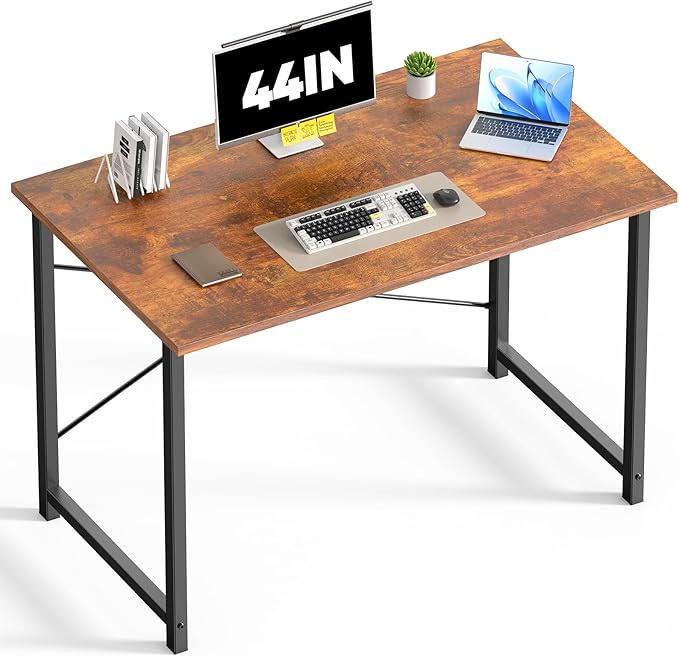 DUMOS 44 Inch Computer Desk for Home Office, Modern Study Work Table Simple Style for Bedroom, WritInchg Desks with X-Shaped ReInchforcement, Rust