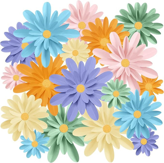 18 Pcs Paper Flowers Decorations for Wall DIY Flower Bulletin Board 3D Fiesta Paper Floral Backdrop Decoration for Photo Backdrop Classroom Back to School Party(Pastel Color)