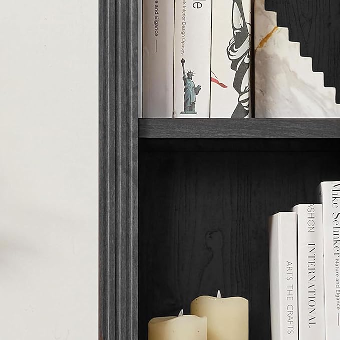 JAHRSTIM Halston Narrow Bookcase, Adjustable Storage Open Display Shelving Unit for Home and Office Space, 14”L x 15.75”W x 72.50”H, Black