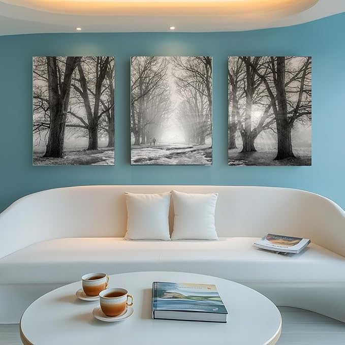 Yxbhhym Bedroom Wall Decor Black and White Bathroom Wall Art Forest Pictures Tree Canvas Prints Art Landscape Painting Modern Office Artwork for Living Room Decor Kitchen Home Decorations