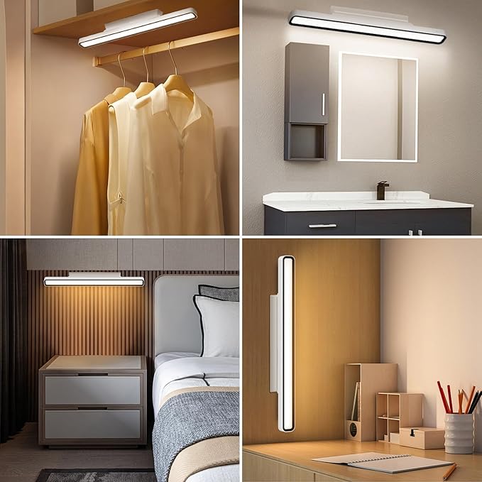 Desk Light Bar 16.5in Rechargeable LED Magnetic Light Bar with Remote Control, 3000K, 4500K, 6000K Color Temperature Battery Powered Under Cabinet Lighting for Desk, Home Office, Under Shelf