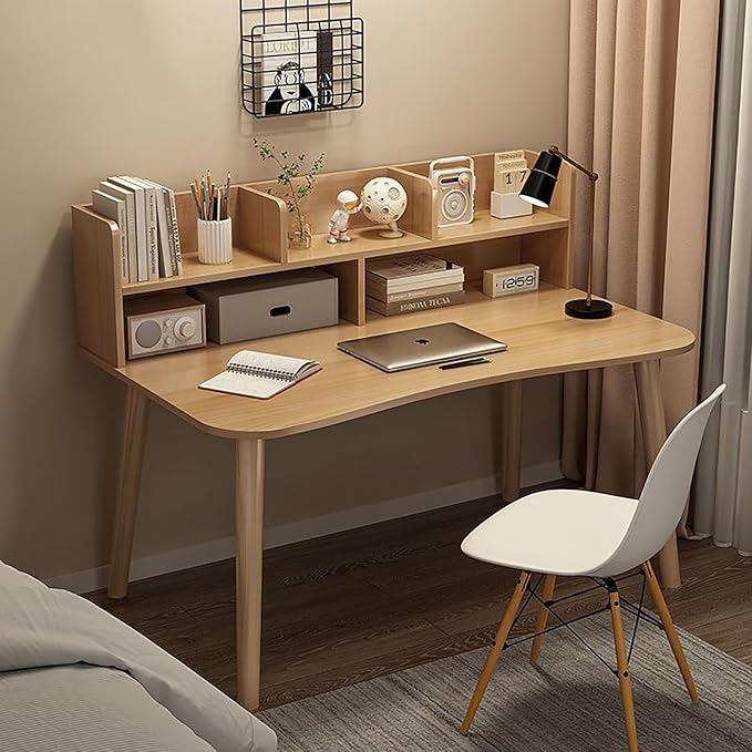 BK&MF Modern Wooden Simple Computer Desk with Drawer,Portable Writing Gaming Desk Stable Study Table Multi-Functional for Small Spaces Home Office,E,120x60x73cm(47x24x29inch)