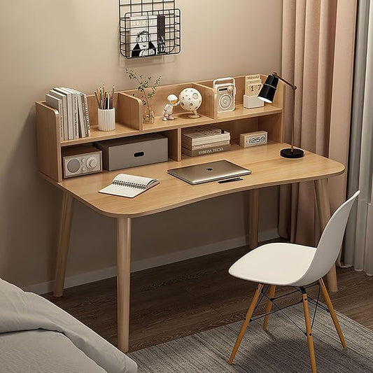 BK&MF Modern Wooden Simple Computer Desk with Drawer,Portable Writing Gaming Desk Stable Study Table Multi-Functional for Small Spaces Home Office,E,80x40x73cm(31x16x29inch)