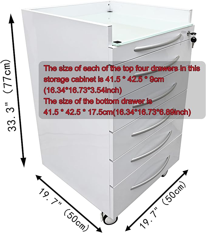 Storage Cabinet Office Mobile File Cabinet 5 Drawers Utility Mobile Storage Cabinet Stainless Steel Moving Side Cabinet Portable Storage Device with Brake Wheels