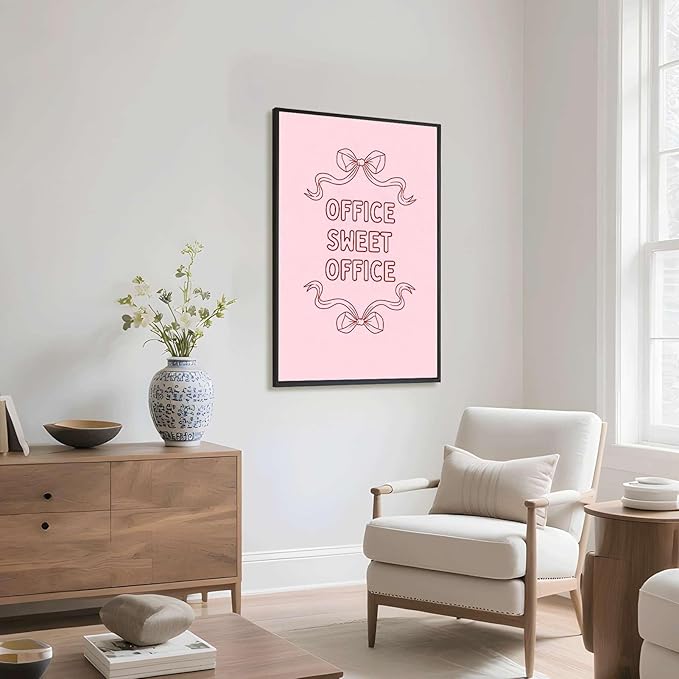Framed Office Sweet Office Poster Canvas Print Art Modern Minimalist Aesthetic Wall Art Pictures Wall Decor Home Decor Office Apartment (black frame,8" Lx12 W)