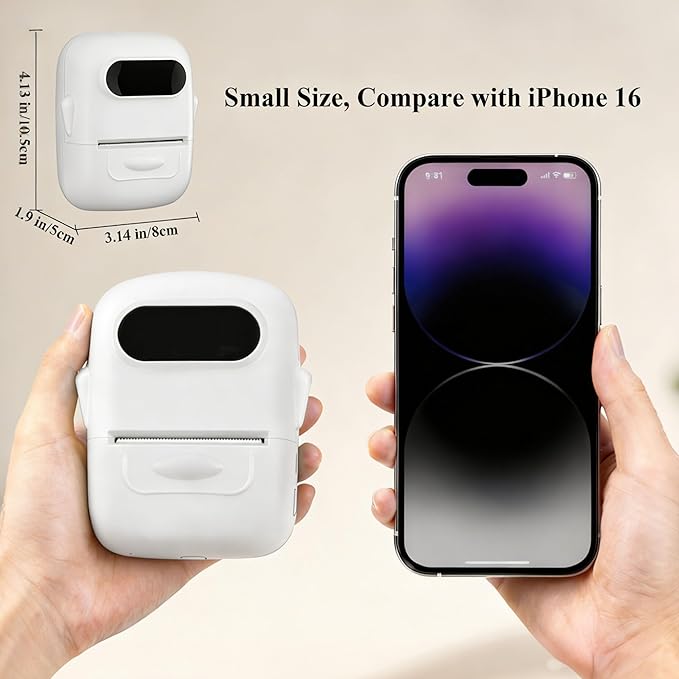 P50 2 Inch Label Makers, Bluetooth Label Maker Printer with 1pc 40x30mm Label, Portable Thermal Printer for Small Business, Retail, Clothing, Jewelry, QR Code Support Phone & Pc (White)