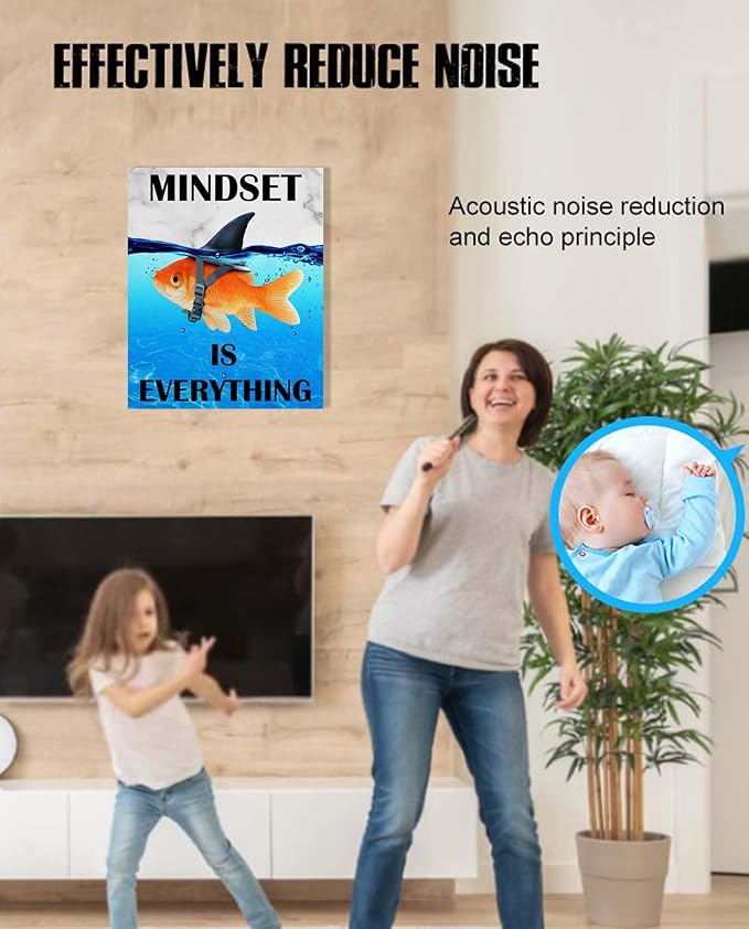 Mindset is Everything Wall Art: Motivational Poster Office Wall Decor, Inspirational Quotes Picture Positive Prints for Home 12x15"
