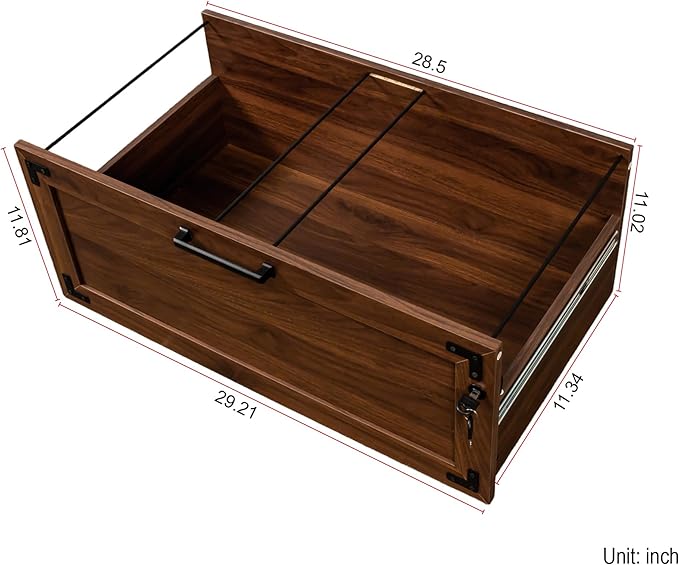 2 Drawer File Cabinet with Lock, Home Office Filing Organizer, for Letter Legal A4 Size Labeled Folders File Folder Storage, Wood Lateral Filing Cabinet (Walnut-W31.5*D20*H28.98in)