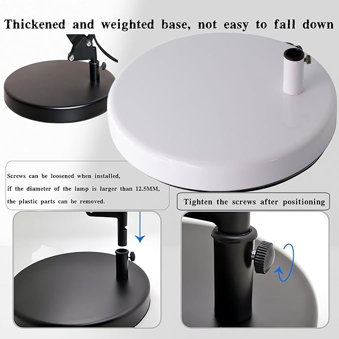 Desk Lamp Base: Round inches Mounting Stand for Desk Lamps,Magnifying Glass with Light,Mic Arm Desk Mount,Swing Arm Desk Lamp,for Home Office,Compatible for lk-1 cl-2 (Silver)
