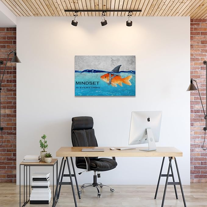 BWSPACE Mindset is Everything Wall Art Office Decor Motivational Quotes Canvas Wall Art Prints Entrepreneur Bundle Set 1 Pieces Inspirational Wall Art Decorations for Home (30" W x 40" H)