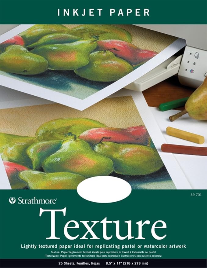Strathmore 59-701 Textured Inkjet Paper, 8.5"x11", 25 Sheets , White, Packaging May Vary