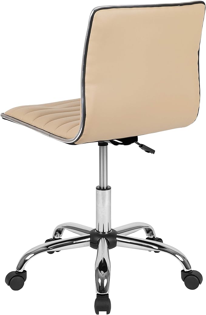 Flash Furniture Alan Low Back Designer Armless Tan Ribbed Swivel Task Office Chair
