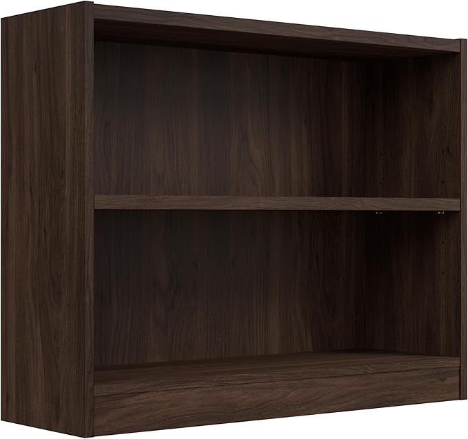 Bush Home Universal Small 2 Shelf Bookcase in Black Walnut, Low Storage and Display Bookshelf for Home Office or Living Room Organization
