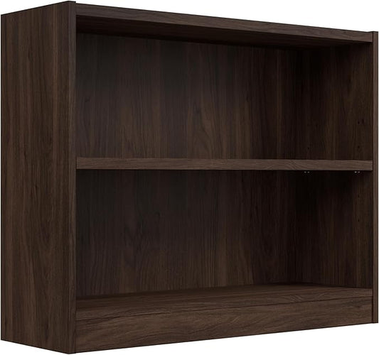 Bush Home Universal Small 2 Shelf Bookcase in Black Walnut, Low Storage and Display Bookshelf for Home Office or Living Room Organization