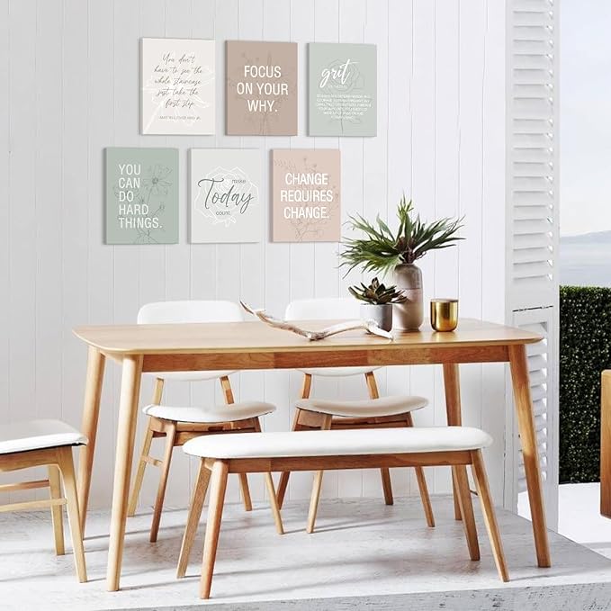 CHDITB Inspirational Framed Canvas Wall Art Set, Motivational Quotes Wall Decor, Botanical Flower Line Art, Positive Affirmation Poster, Minimalist uplifting Prints For Bedroom Office Decor 8”X10”x6