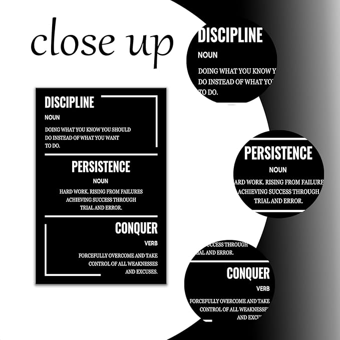 Inspirational Canvas Wall Art Motivational Wall Decor Discipline Poster Print Artwork Positive Picture Painting for Modern Home Classroom Workplace Hallway Modern Office Decoration [24''Wx36''H]