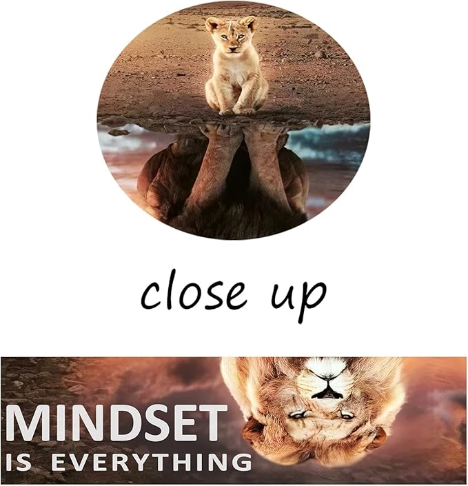 Motivational Canvas Wall Art Mindset is Everything Inspirational Entrepreneur Quotes Posters Print Artwork Small Lion Big Lion Painting Picture for Home Office Framed Ready to Hang [18''W x 12''H]