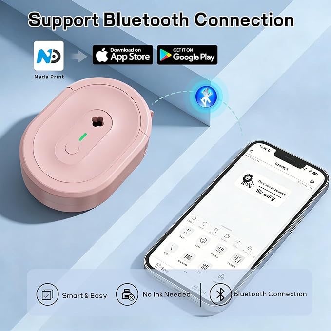 Mini Label Maker Machine with Tape, N12 Portable Bluetooth Label Printer, Thermal Sticker Labeler for Small Business, School, Home, Office(Pink)