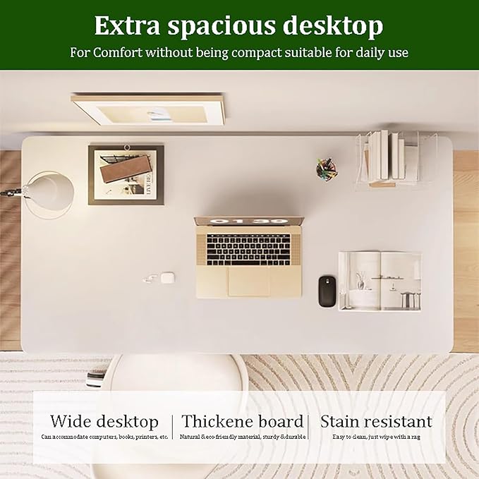Solid Wood Computer Desk,Modern Simple Computer Desk,Study Writing Desk,Home Office Desk with Metal Legs,Laptop Pc Table Workstation for Home Office(100x60x74cm(39x24x29inch), Grey B)