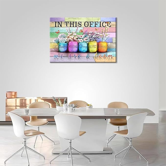 Inspirational Office Canvas Wall Art In This Office We Are A Team Motivation Human Resourcesflowers Inspirational Quotes Phrases Poster Framed Wall Art Team Motivational Quotes Team Decor 16x24 In