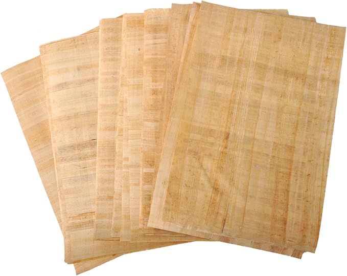 Egyptian Papyrus Blank Paper Set of 50 Sheets for Art Projects Scrapbooking Album Refill Scrolls and Teaching Ancient Hieroglyphic History 8x12in (20x30cm)
