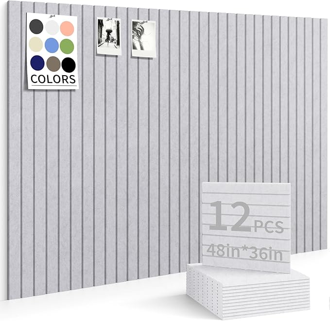 Large Bulletin Board 48"x36" Cork Boards for Walls, 12 Pack Felt Wall Panels Photo Board, Cork Board for Office Home Pin Board