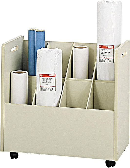 Safco 3045 Mobile Roll File, 8 Compartment, Putty