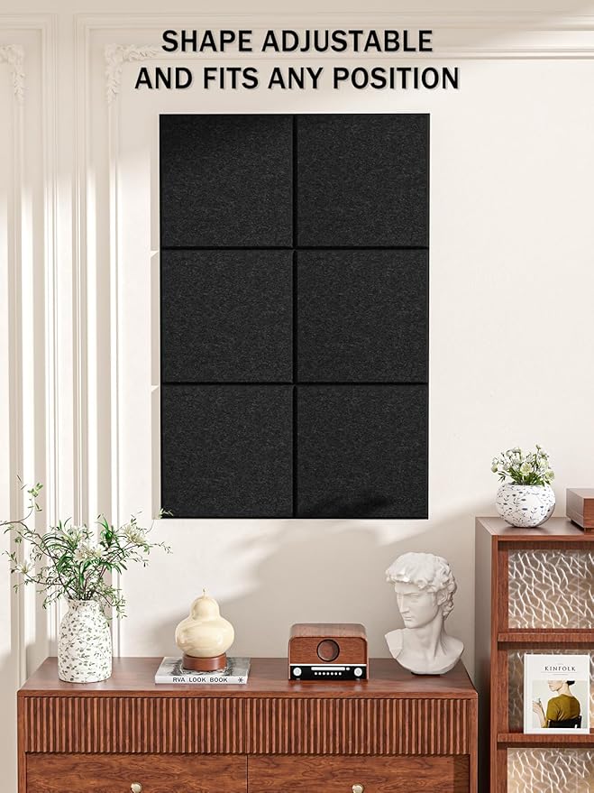 Hsurbtra Large Cork Board for Wall 36 x 24 Inch, 6 Pack Felt Bulletin Notice Board with Pushpins for Office Home School Farmhouse Wall Decor, Black
