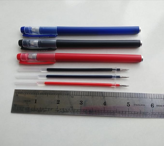 Gel Ink Rollerball Pens Refills,20 Pcs Gel Pen Refills with 3 Gel Roller Pens 0.5mm,7 Black Ink,7 Blue Ink and 6 Red Ink(3 pens 20 Refills)