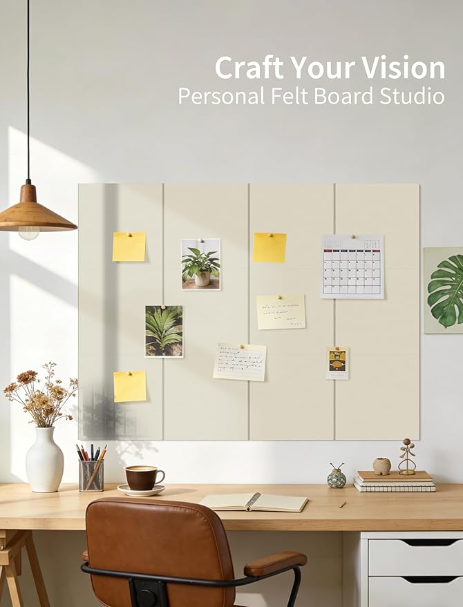 Large Bulletin Board 48"x 48" Cork Boards for Walls, 12 Pack Felt Wall Panels Photo Board, Cork Board for Office Home Pin Board