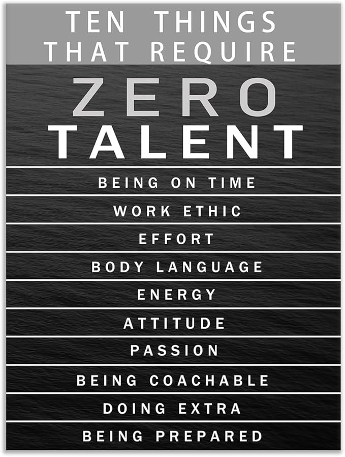 Motivational Canvas Wall Art Office Canvas Prints Inspiring Entrepreneur Quotes Inspirational Posters Painting Ten Things that Require Zero Talent Pictures Artwork Decor for Home Gift [18''W x 24''H]
