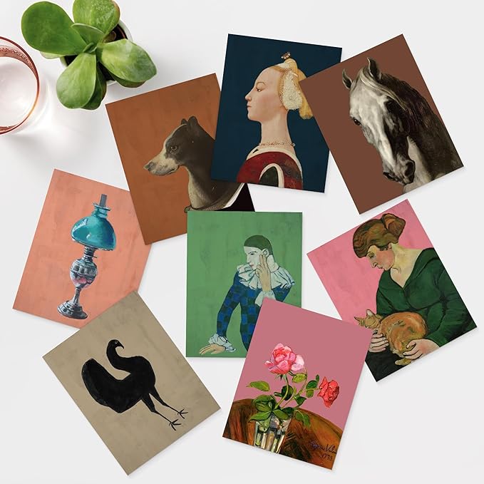 SIGNWIN Adhesive Canvas Poster Bathroom Decor 11"x14"x 8, Wall Art Room Decor Multicolor for Living Room, Bedroom, Office European Animal Woman Renaissance Portrait Vintage Illustrations Bohemian