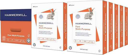 Hammermill Printer Paper, Fore Multipurpose 20 lb Copy Paper, 8.5 x 11-96 Bright, Made in the USA, 103267C (10 Ream, 5000 Sheets Total)