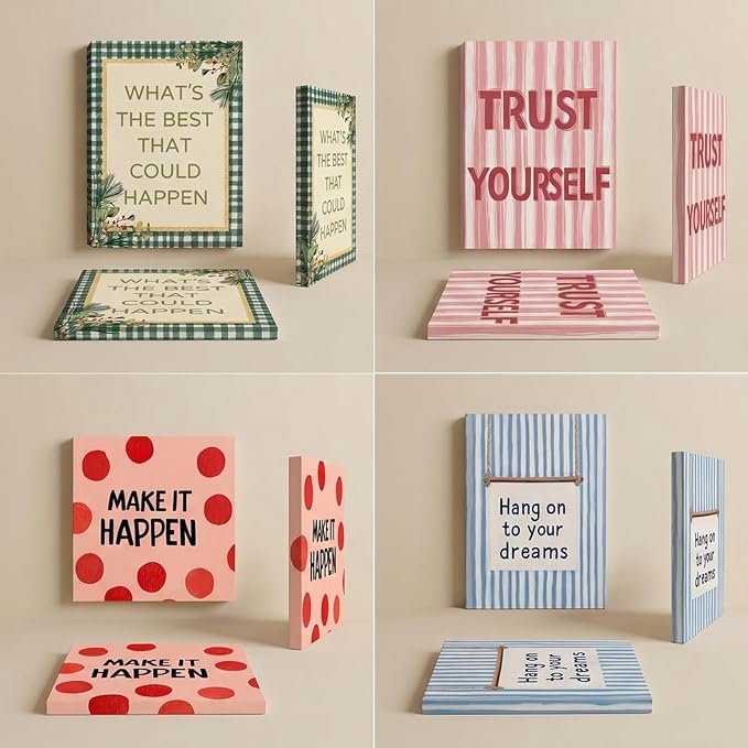 Motivational Wall Decor Posters Inspirational Wall Art for Living Room Bathroom Bedroom Decor For Teen Girls - Wall Decor Office Gifts For Women With Framed Canvas Set of 9 Artwork Ready to Hang