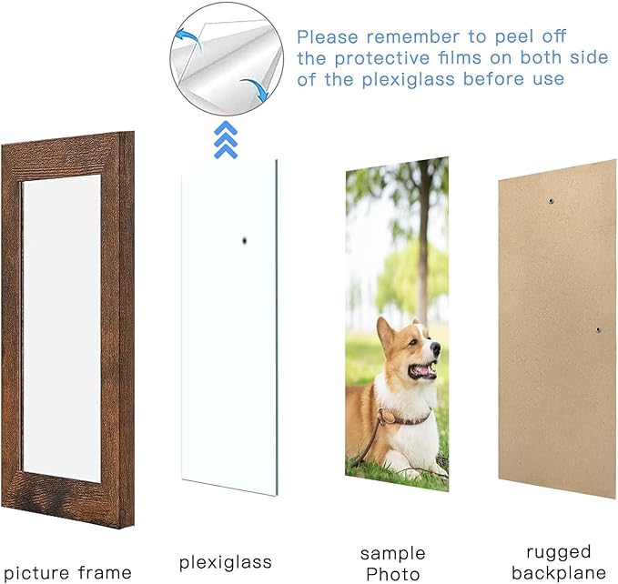 Gallery Wall Frame Set, Picture Frames Collage Wall Decor 10 Pcs, Picture Frame Set for Wall Mounting or Tabletop Display, Multi Sizes Including 8x10, 5x7, 4x6 Family Photo Frames,Rustic Brown