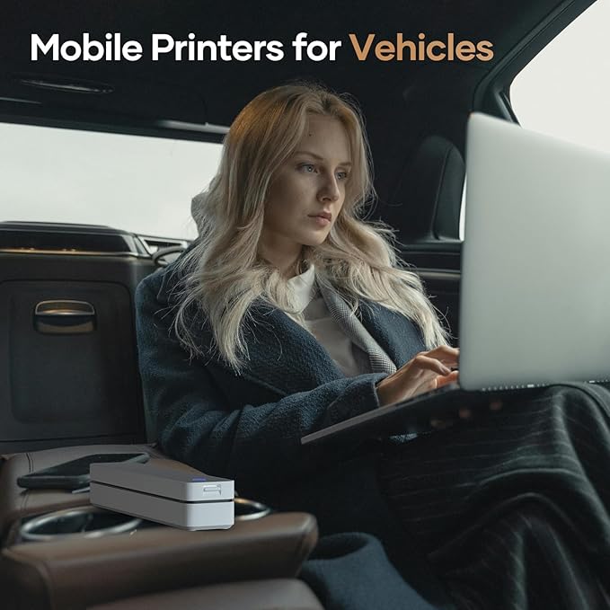 iDPRT Portable-Printer Wireless for Travel,300DPI Inkless Thermal Small Printers for Home Use,Office,Vehicles,Mobile Bluetooth Printer Supports 8.5" x 11" US Letter,for Smartphone & PC,White
