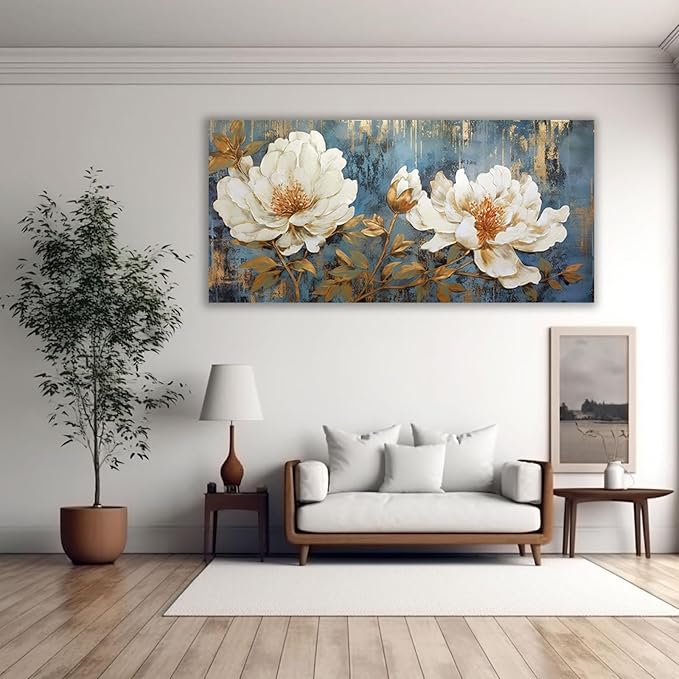 VOCBAN Office Artwork Wall Decor White Canvas Wall Art for Bathroom Bedroom Aesthetic Giclee Canvas Print Picture for Living Room Dining Room-30x60cm(12x24in) Framed