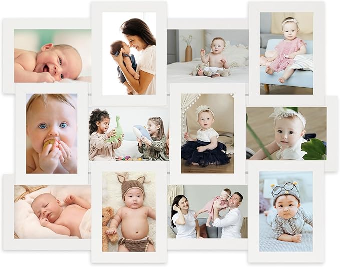 HELLO LAURA Collage Picture Frames - 12 Opening Photos Display Picture Frame Collage for Wall Hanging Photo Frame for Friends Family Gifts Home Living Room Wall Decor