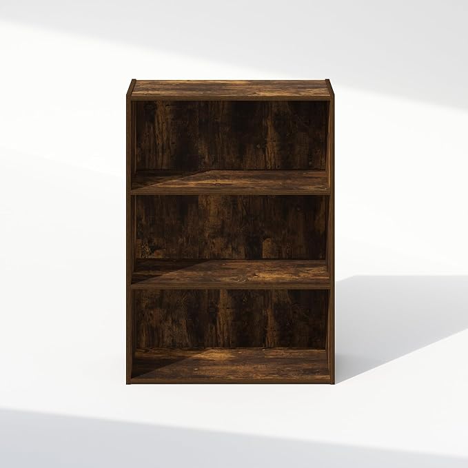 Furinno Simple Book Shelf, 3-Tier Bookshelf, Storage Shelves Bookcase, 9.7 x 23.7 x 31.5, for Living Room, Bedroom, Home Office, Amber Pine