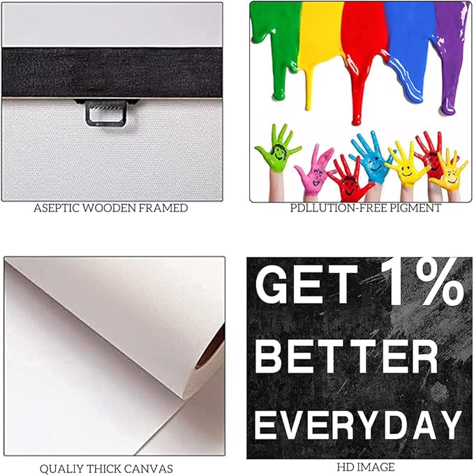 Extra Large 1 Big Panel Everyday Get Better Motivational Canvas Poster Prints Wall Art Modern Office Decor Canvas Painting Picture for Gym Dance Room Wall Decor Gift Choice for Teen Men-28 Wx44 H