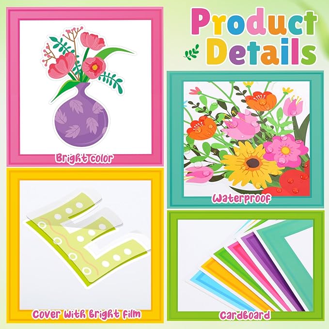 Qilery Growth Mindset Bulletin Board Set - Spring Floral Classroom Decorations & Positive Affirmation Wall Art, Motivational Potted Plant Cutouts for Teacher & Elementary School Counselor