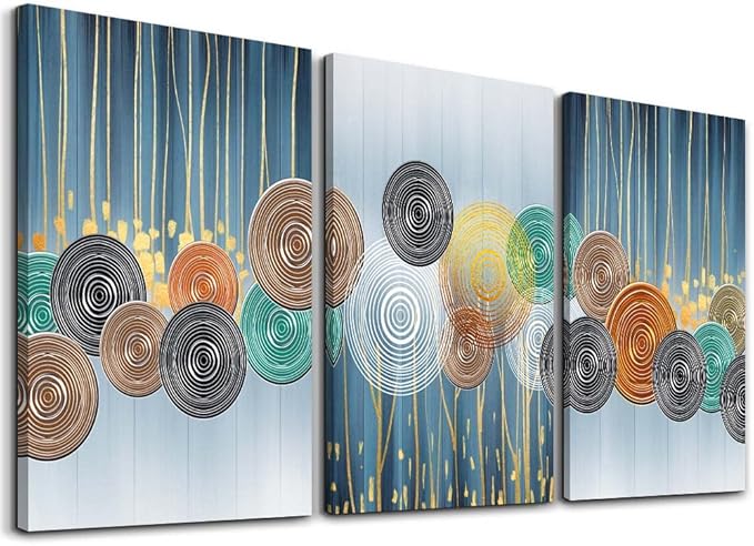 Abstract Canvas Wall Art - 3 Pieces Set for Living Room, Bedroom, Office & Bathroom Decor