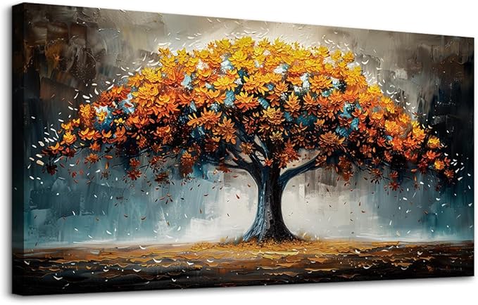 KELIYUAN Large Wall Art For Living Room Canvas Wall Decor For Bedroom Office Restaurant Mural Abstract Tree Landscape Wall Pictures prints Artwork Ready To Hang Modern Aesthetic Home Decor 24x48In