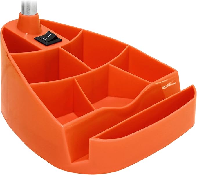Simple Designs LD1002-ORG Gooseneck Organizer Desk Lamp with iPad Tablet Stand Book Holder, Orange