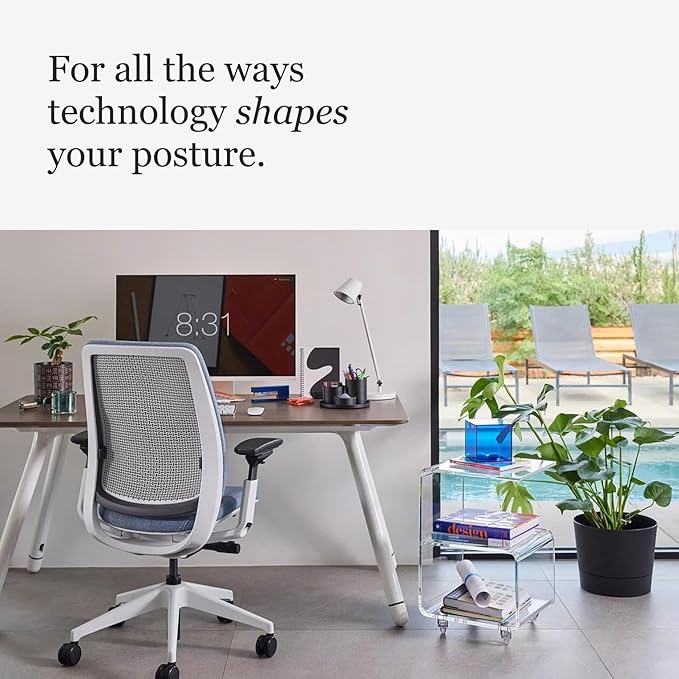 Steelcase Series 2 Office Chair - Ergonomic Work Chair with Wheels for Hard Flooring - With Back Support, Weight-Activated Adjustment & Arm Support - Adjustable Rolling Chairs for Desk - Pink Lemonade