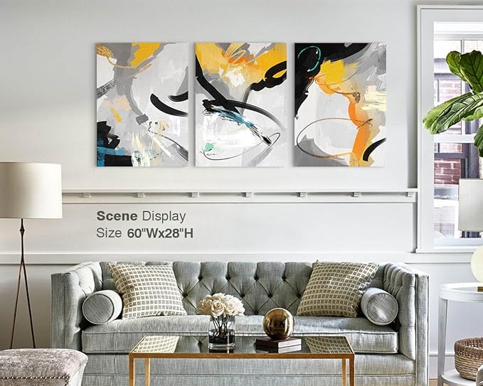GIFTTWART Yellow Abstract Canvas Wall Art for Living Room, Bedroom, Office, or Dining – Modern Home Accents and Kitchen Painting Decor