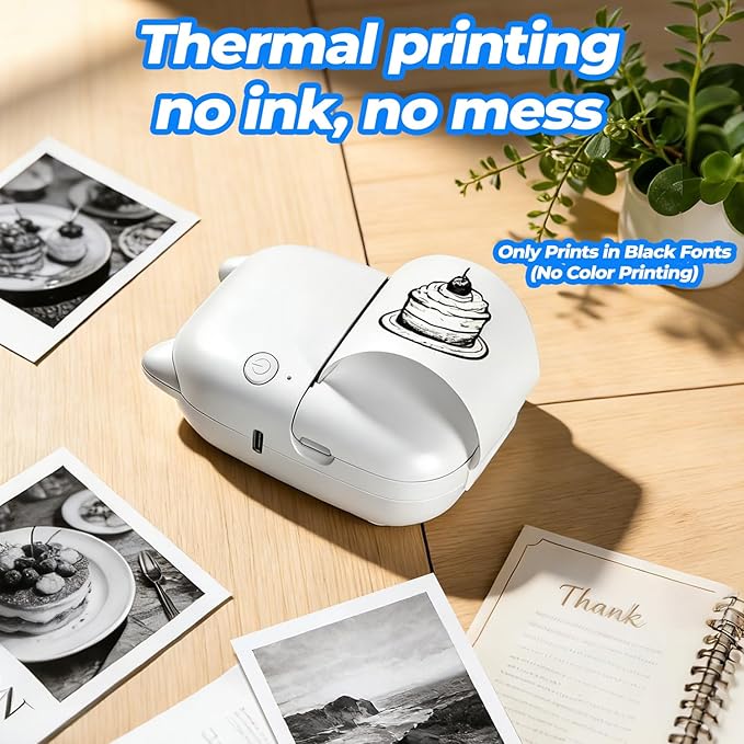 AI Voice Sticker Maker, Mini Bluetooth Thermal Printer for Journaling&Office&Study, Inkless Portable Sticker Printer, Smart Voice-to-Image Generation Printer for Scrapbooking&DIY, iphone & Android