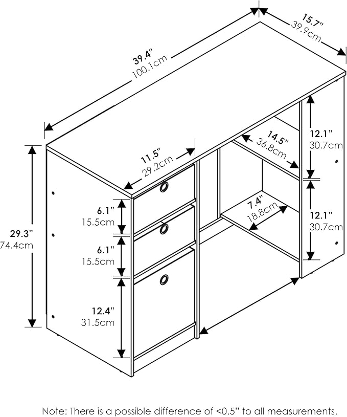 FURINNO Computer Study Writing Desk, Espresso, Model:15110EXBR